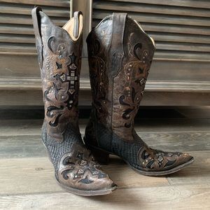 Corral Swarovski Gem and Metallic Studded Boot